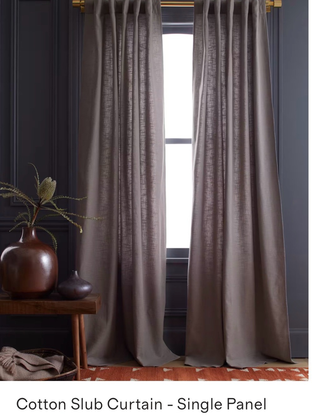 Quince Cotton Slub Curtain Panel -  Gray, 48x108